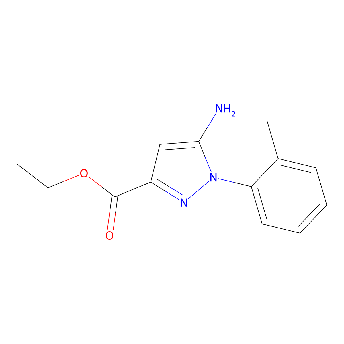 Ethyl 5-amino-1-(2-methylphenyl)-1H-pyrazole-3-carboxylate molecular structure, CAS 1138036-67-5