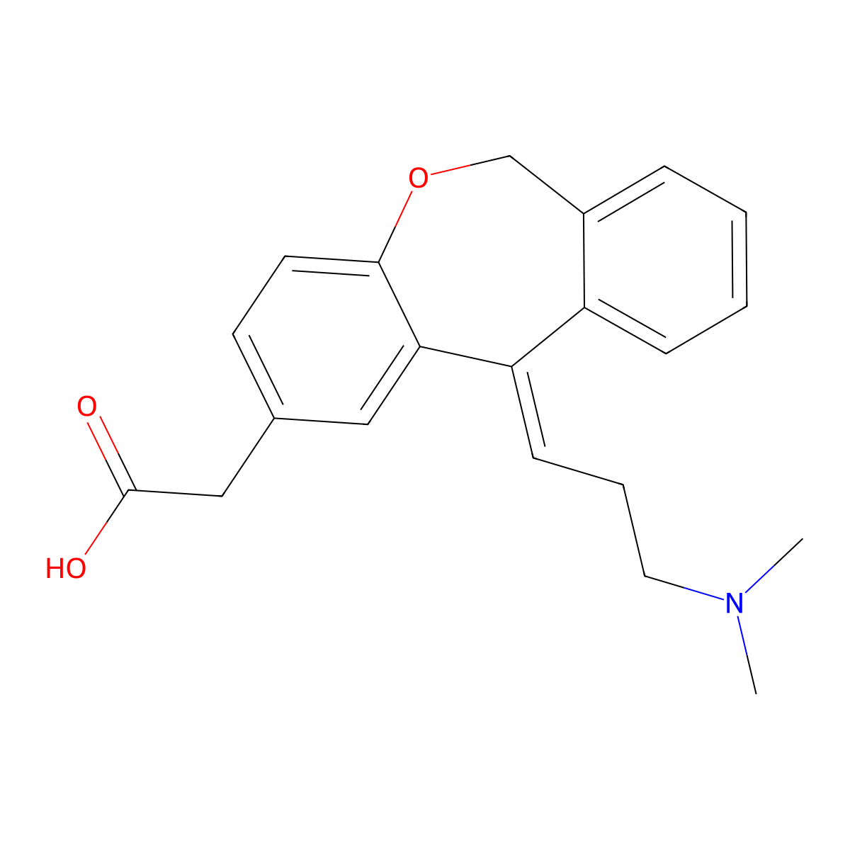 (11E)-11-(3-(Dimethylamino)propylidene)-6,11-dihydrodibenz(b,e)oxepin-2-acetic acid molecular structure, CAS 113806-06-7