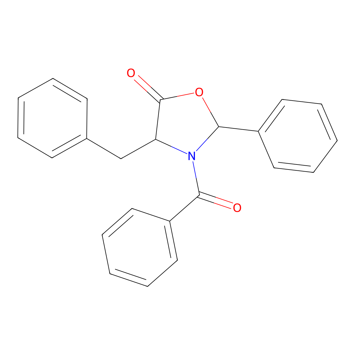 (2R,4S)-3-benzoyl-4-benzyl-2-phenyl-1,3-oxazolidin-5-one molecular structure, CAS 113806-30-7