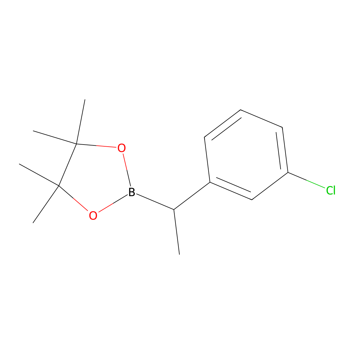 2-(1-(3-Chlorophenyl)ethyl)-4,4,5,5-tetramethyl-1,3,2-dioxaborolane molecular structure, CAS 1138077-59-4