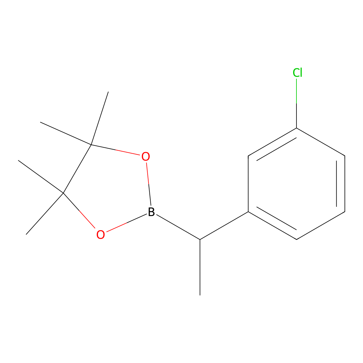 2-(1-(3-Chlorophenyl)ethyl)-4,4,5,5-tetramethyl-1,3,2-dioxaborolane molecular structure, CAS 1138077-59-4