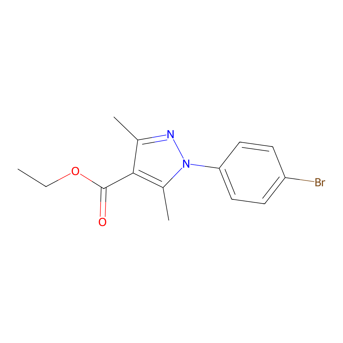 ethyl 1-(4-bromophenyl)-3,5-dimethyl-1H-pyrazole-4-carboxylate molecular structure, CAS 113808-82-5