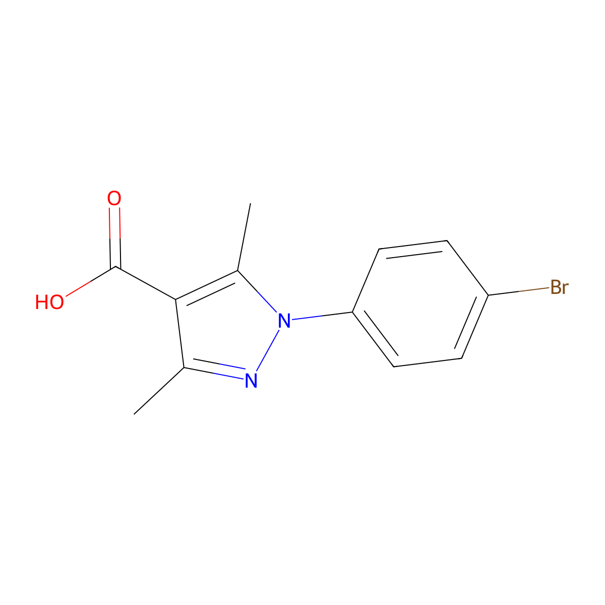 1-(4-bromophenyl)-3,5-dimethyl-1H-pyrazole-4-carboxylic acid molecular structure, CAS 113808-88-1