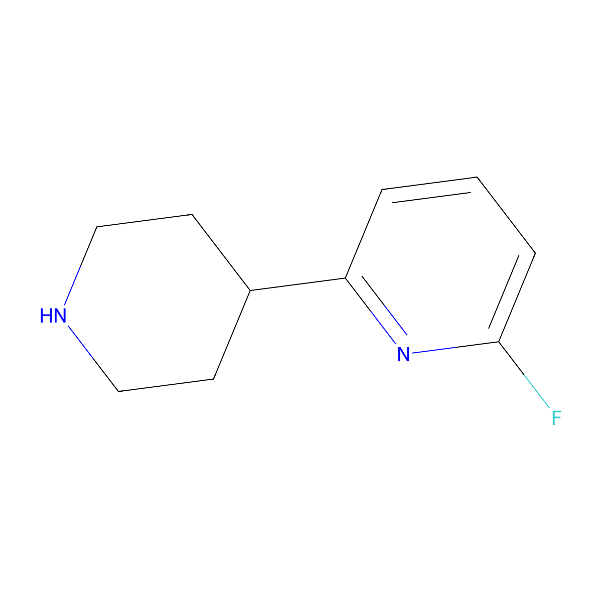 2-Fluoro-6-(piperidin-4-yl)pyridine molecular structure, CAS 1138217-83-0
