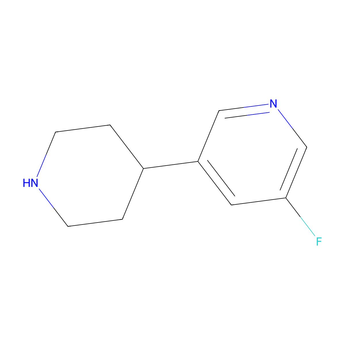 3-Fluoro-5-(piperidin-4-yl)pyridine molecular structure, CAS 1138218-01-5