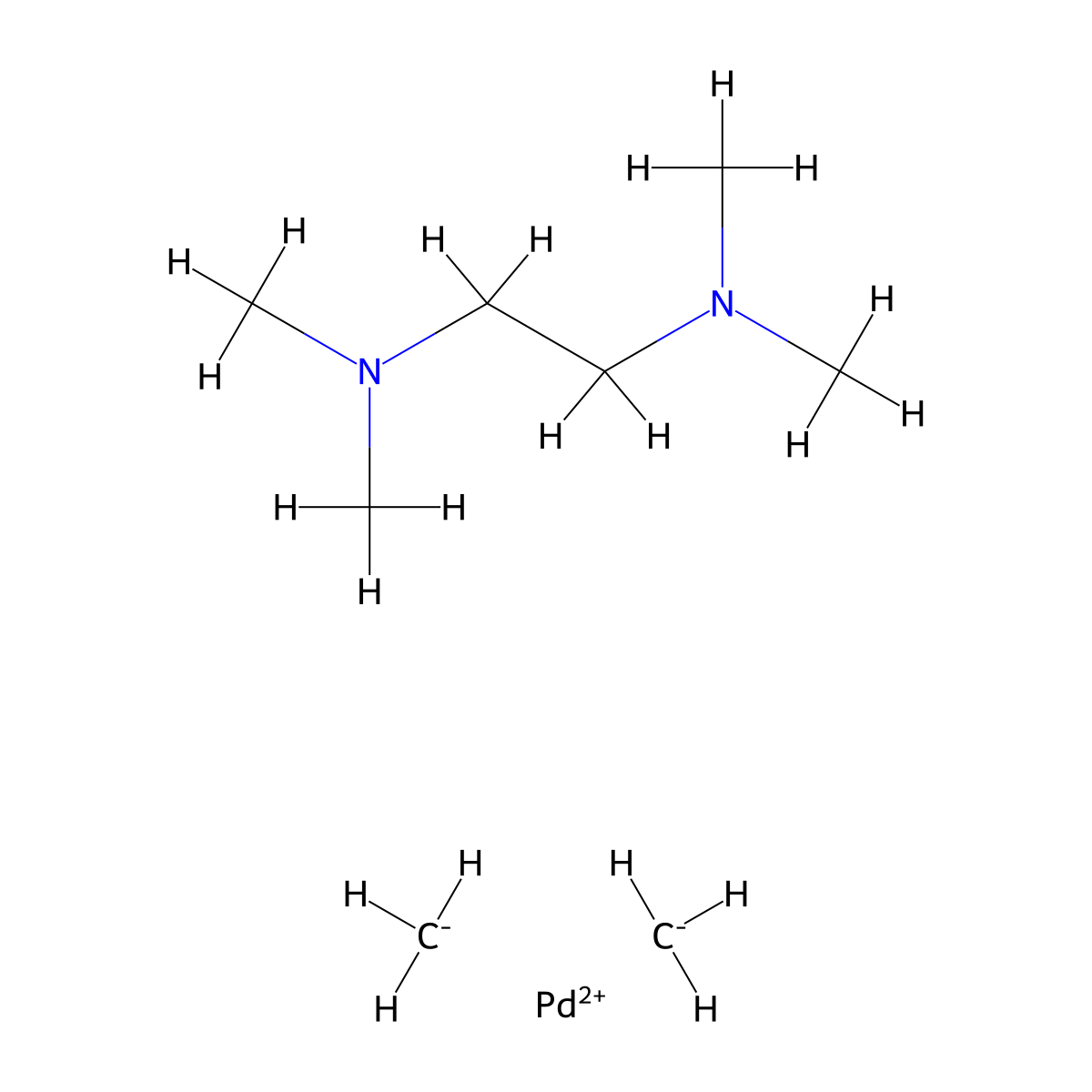 Dimethyl(N,N,N',N'-tetramethylethylenediamine)palladium(II) molecular structure, CAS 113822-11-0
