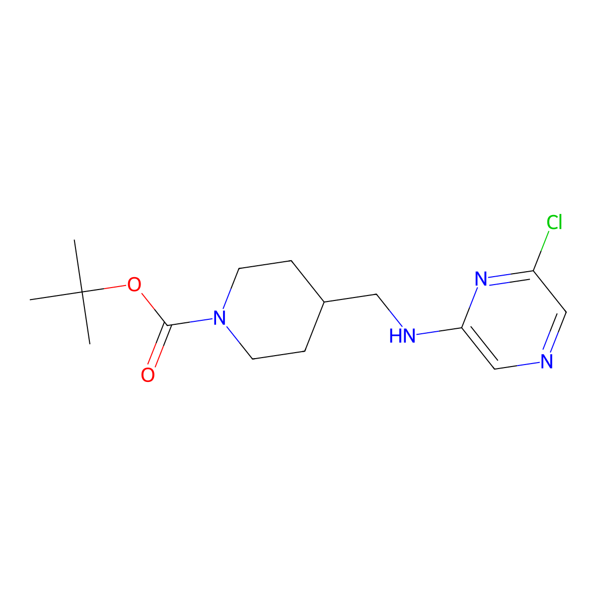 tert-Butyl 4-{[(6-chloropyrazin-2-yl)amino]methyl}piperidine-1-carboxylate molecular structure, CAS 1138220-55-9