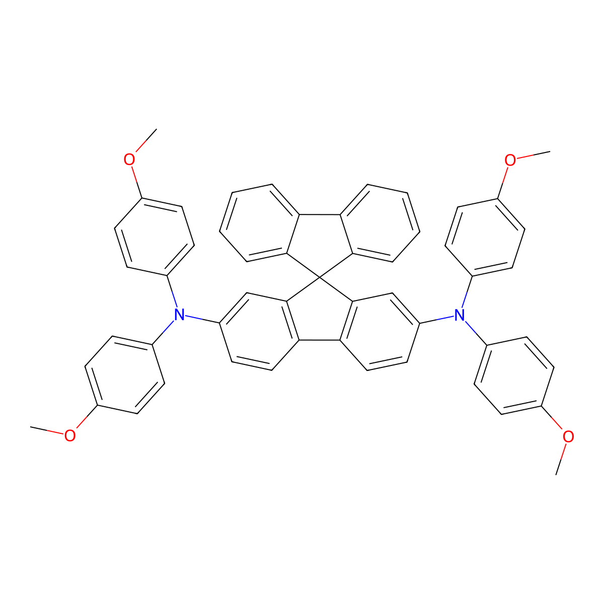 2,7-Bis[N,N-bis(4-methoxyphenyl)amino]-9,9-spirobi[9H-fluorene] molecular structure, CAS 1138220-69-5