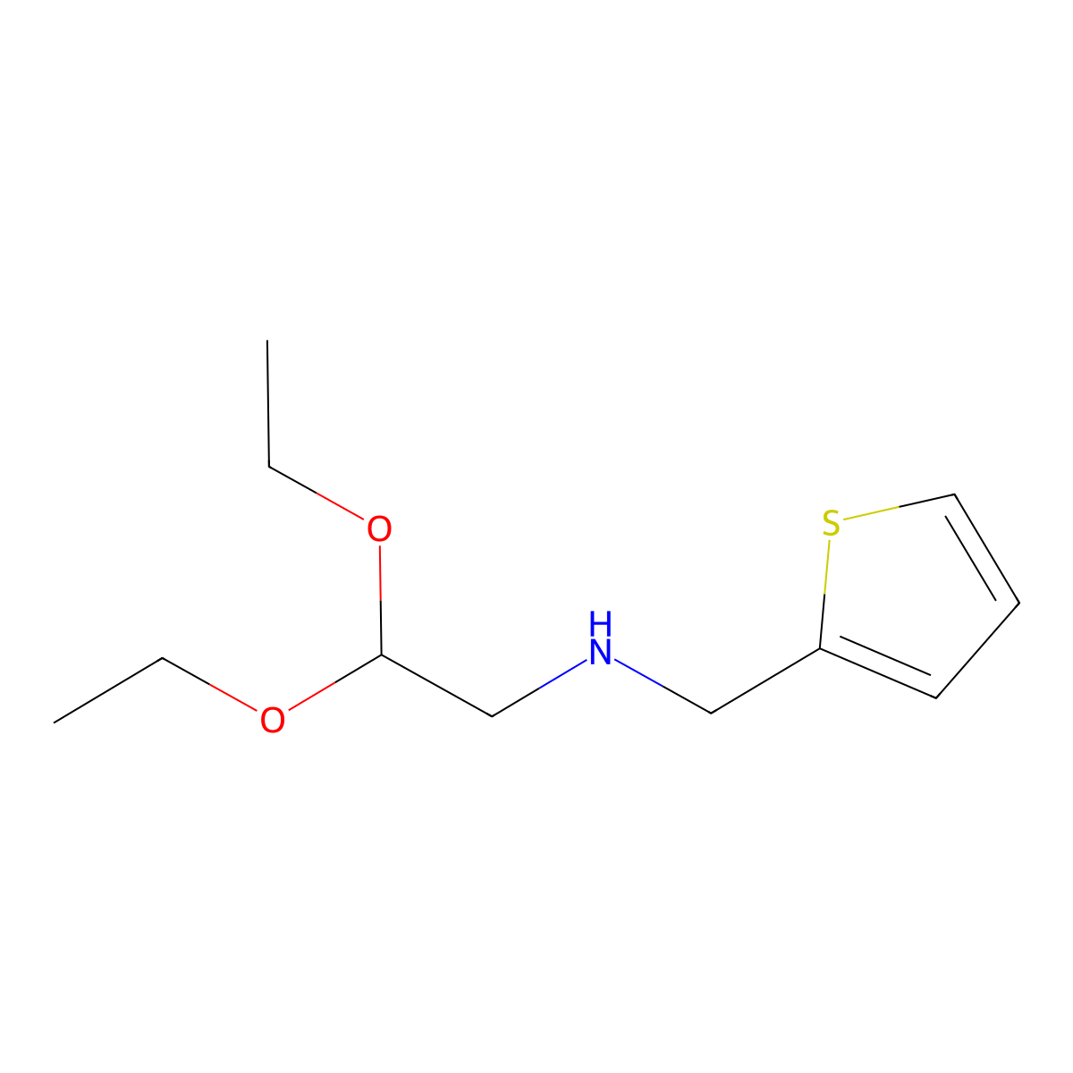 2,2-diethoxy-N-(thiophen-2-ylmethyl)ethanamine molecular structure, CAS 113825-05-1