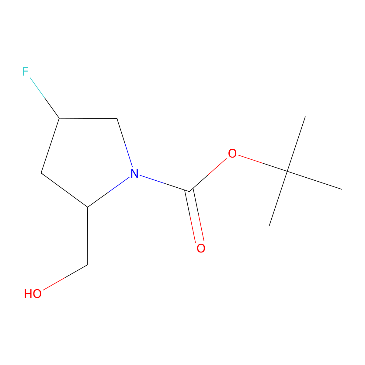 tert-butyl (2S,4R)-4-fluoro-2-(hydroxymethyl)pyrrolidine-1-carboxylate molecular structure, CAS 1138324-48-7