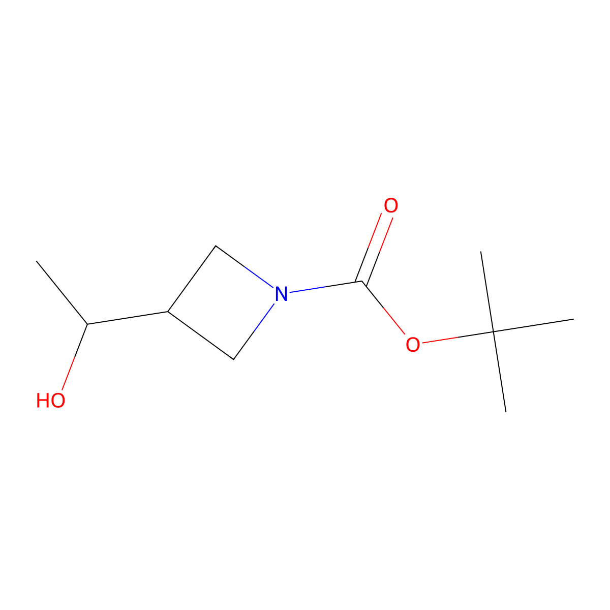 Tert-butyl 3-(1-hydroxyethyl)azetidine-1-carboxylate molecular structure, CAS 1138331-90-4