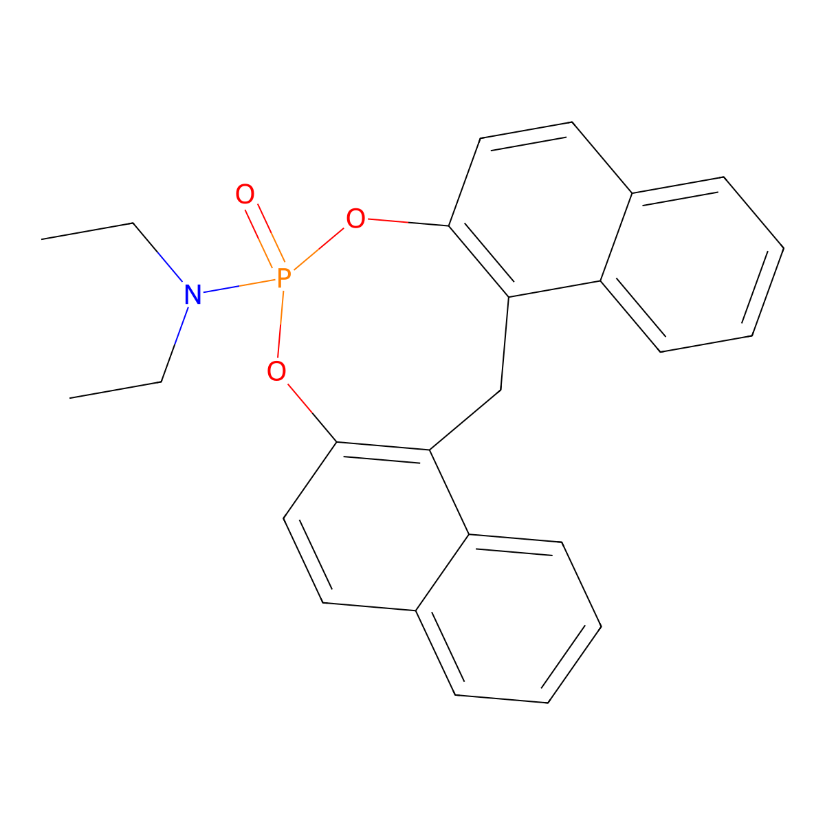 N,N-Diethyl-14-oxo-13,15-dioxa-14lambda5-phosphapentacyclo[14.8.0.03,12.04,9.019,24]tetracosa-1(16),3(12),4,6,8,10,17,19,21,23-decaen-14-amine molecular structure, CAS 113844-55-6