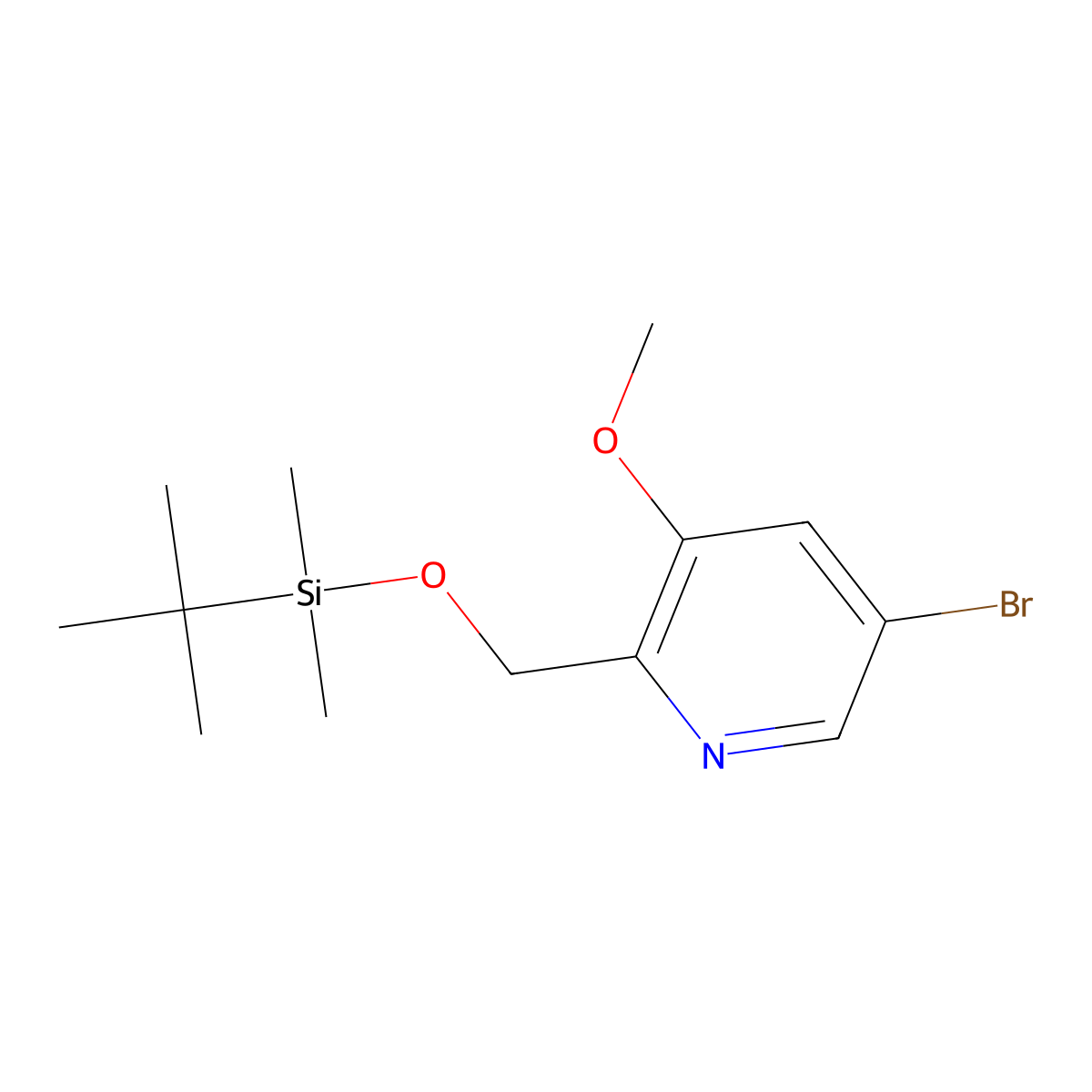 5-Bromo-2-((tert-butyldimethylsilyloxy)methyl)-3-methoxypyridine molecular structure, CAS 1138443-85-2