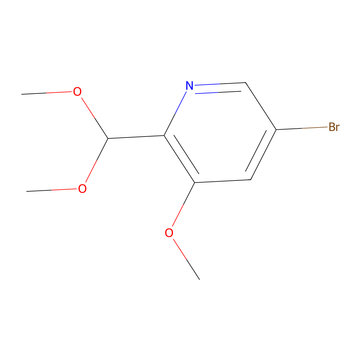 5-Bromo-2-(dimethoxymethyl)-3-methoxypyridine molecular structure, CAS 1138443-86-3