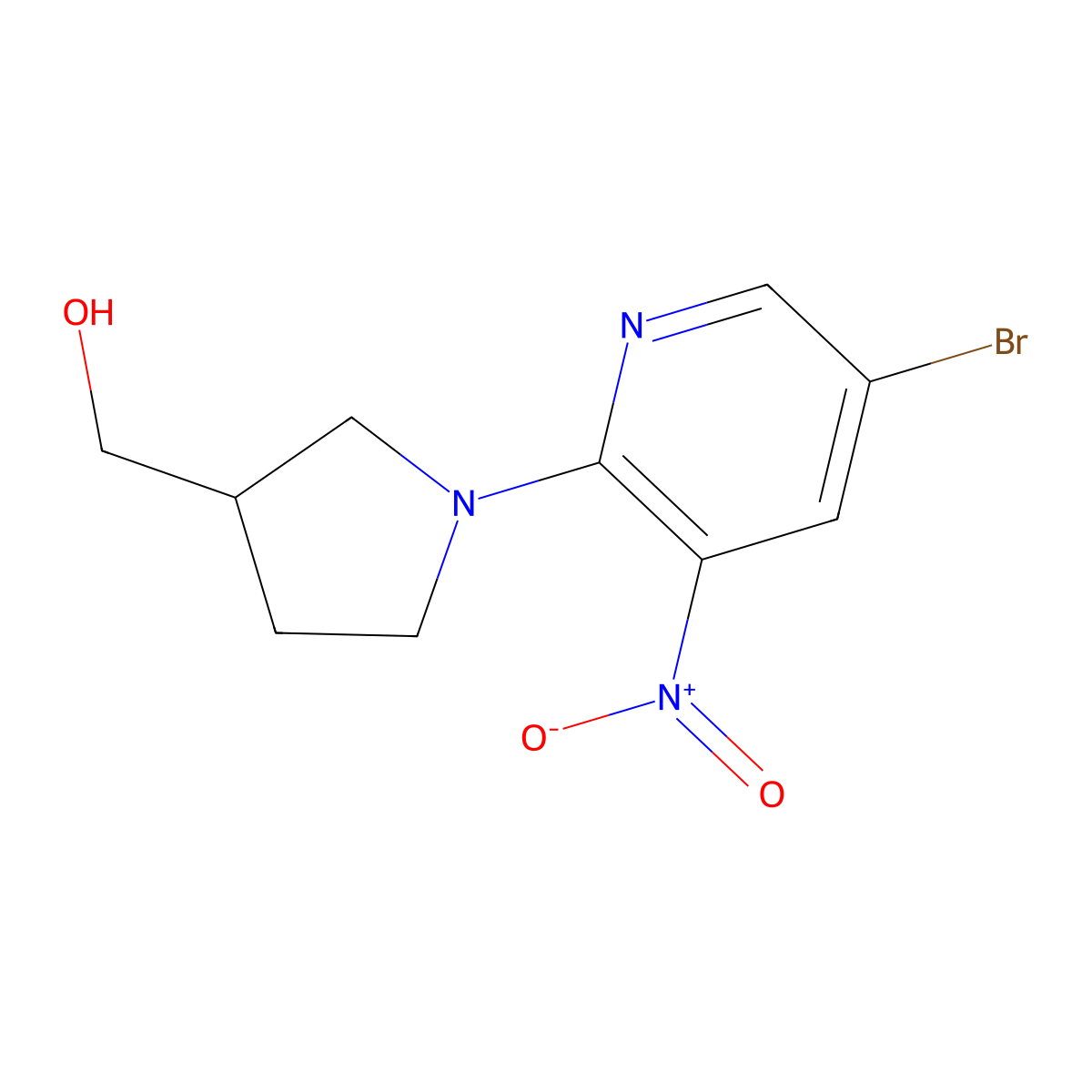 (1-(5-Bromo-3-nitropyridin-2-yl)pyrrolidin-3-yl)methanol molecular structure, CAS 1138444-02-6