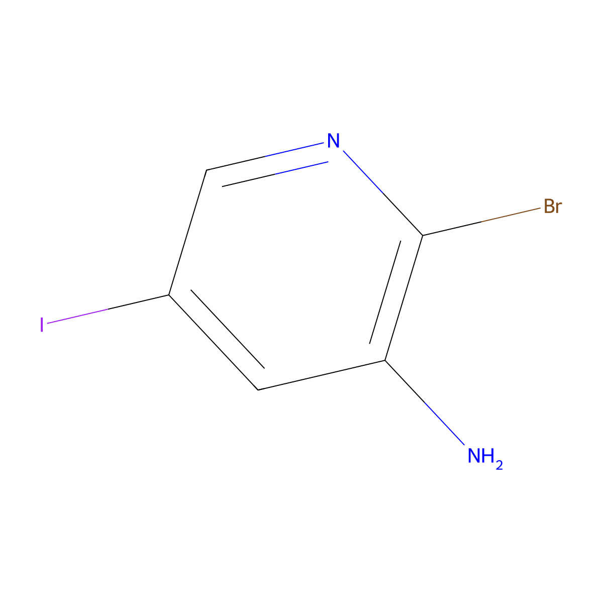 2-Bromo-5-iodopyridin-3-amine molecular structure, CAS 1138444-06-0