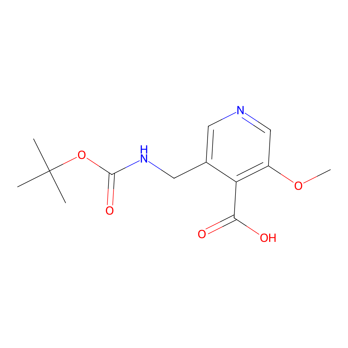 3-((tert-Butoxycarbonylamino)methyl)-5-methoxyisonicotinic acid molecular structure, CAS 1138444-21-9