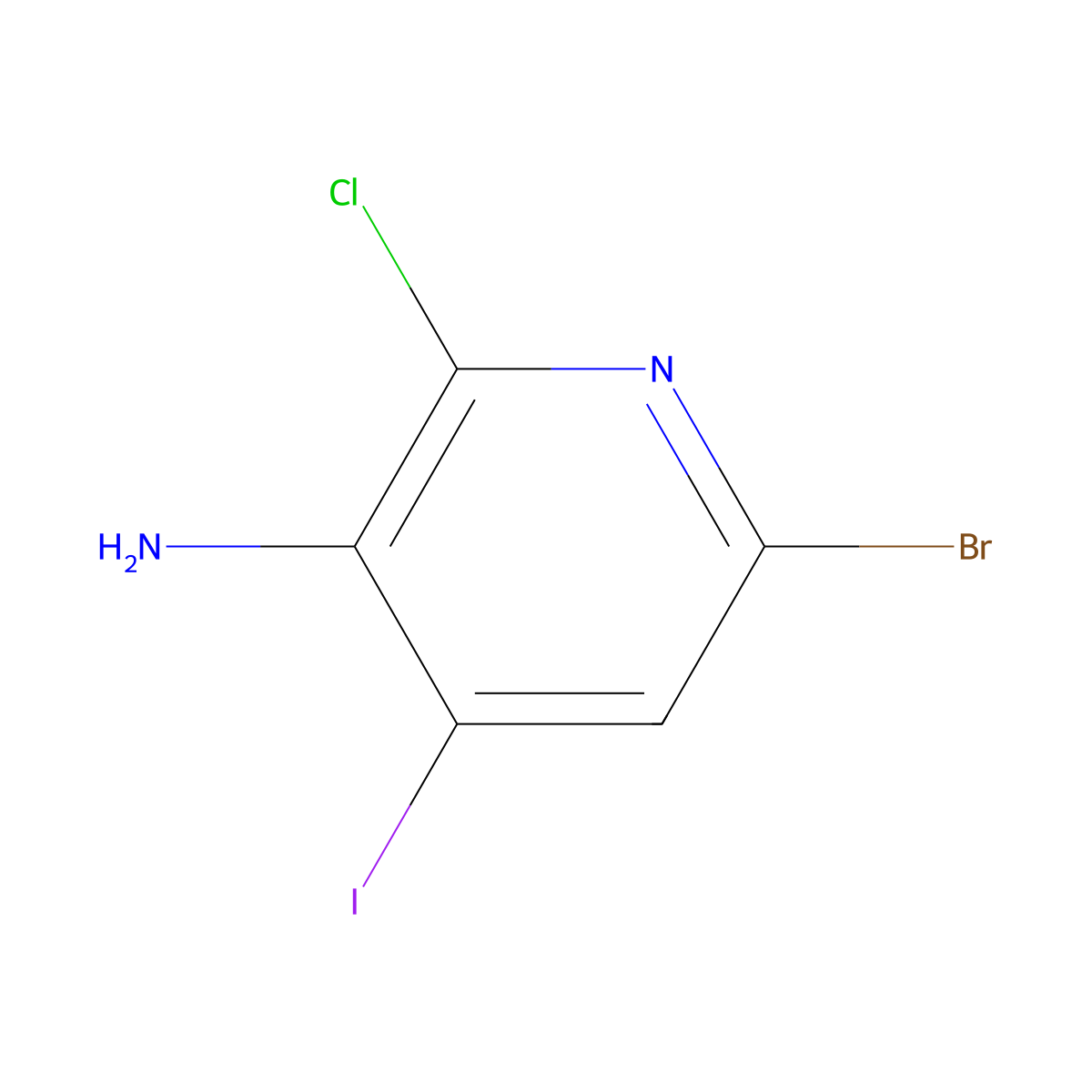 6-Bromo-2-chloro-4-iodopyridin-3-amine molecular structure, CAS 1138444-29-7