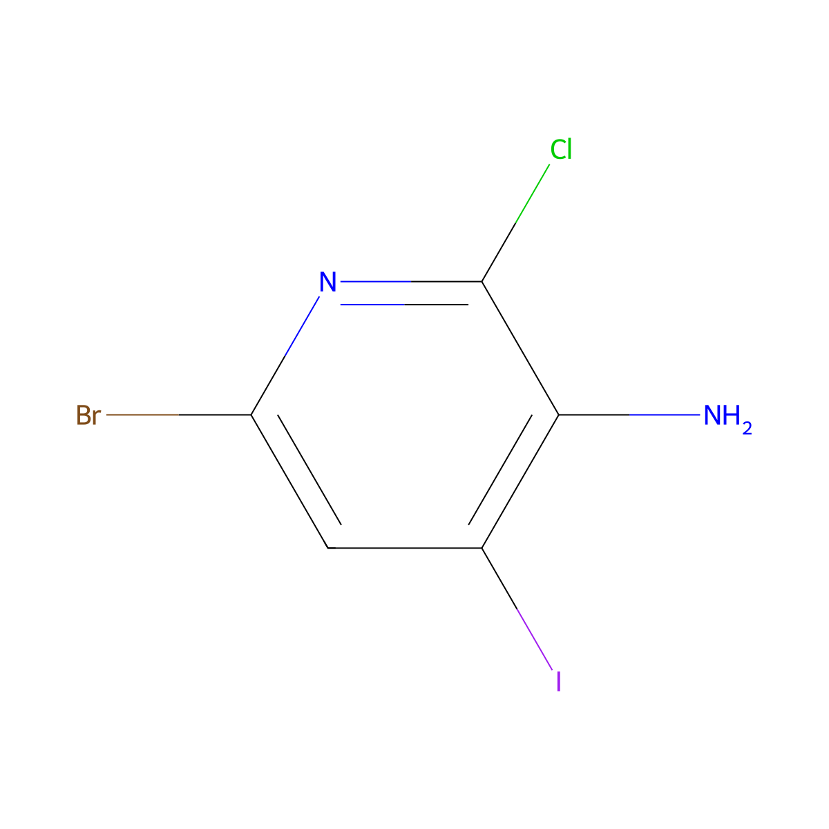 6-Bromo-2-chloro-4-iodopyridin-3-amine molecular structure, CAS 1138444-29-7