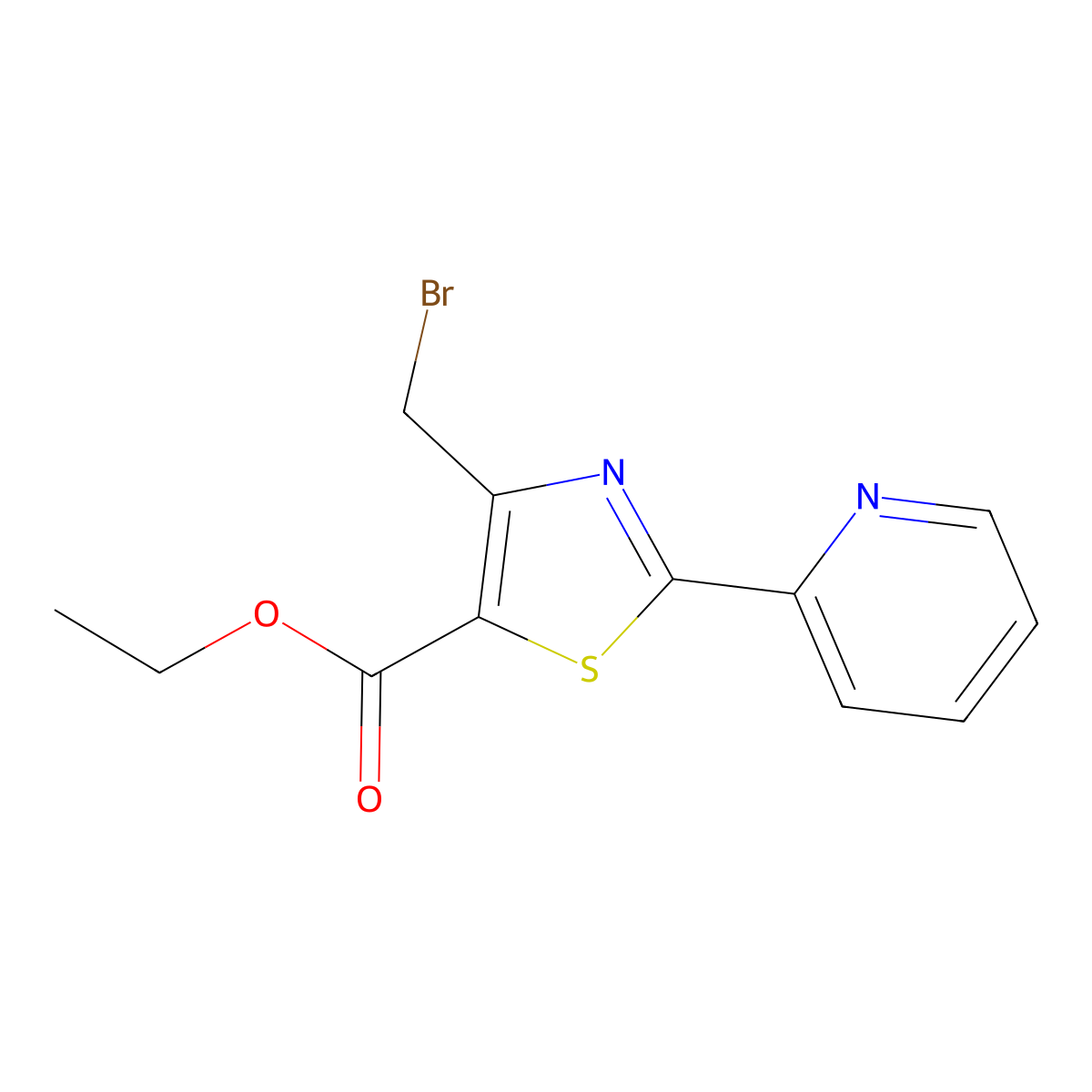 Ethyl 4-(bromomethyl)-2-(pyridin-2-yl)-1,3-thiazole-5-carboxylate molecular structure, CAS 1138444-37-7