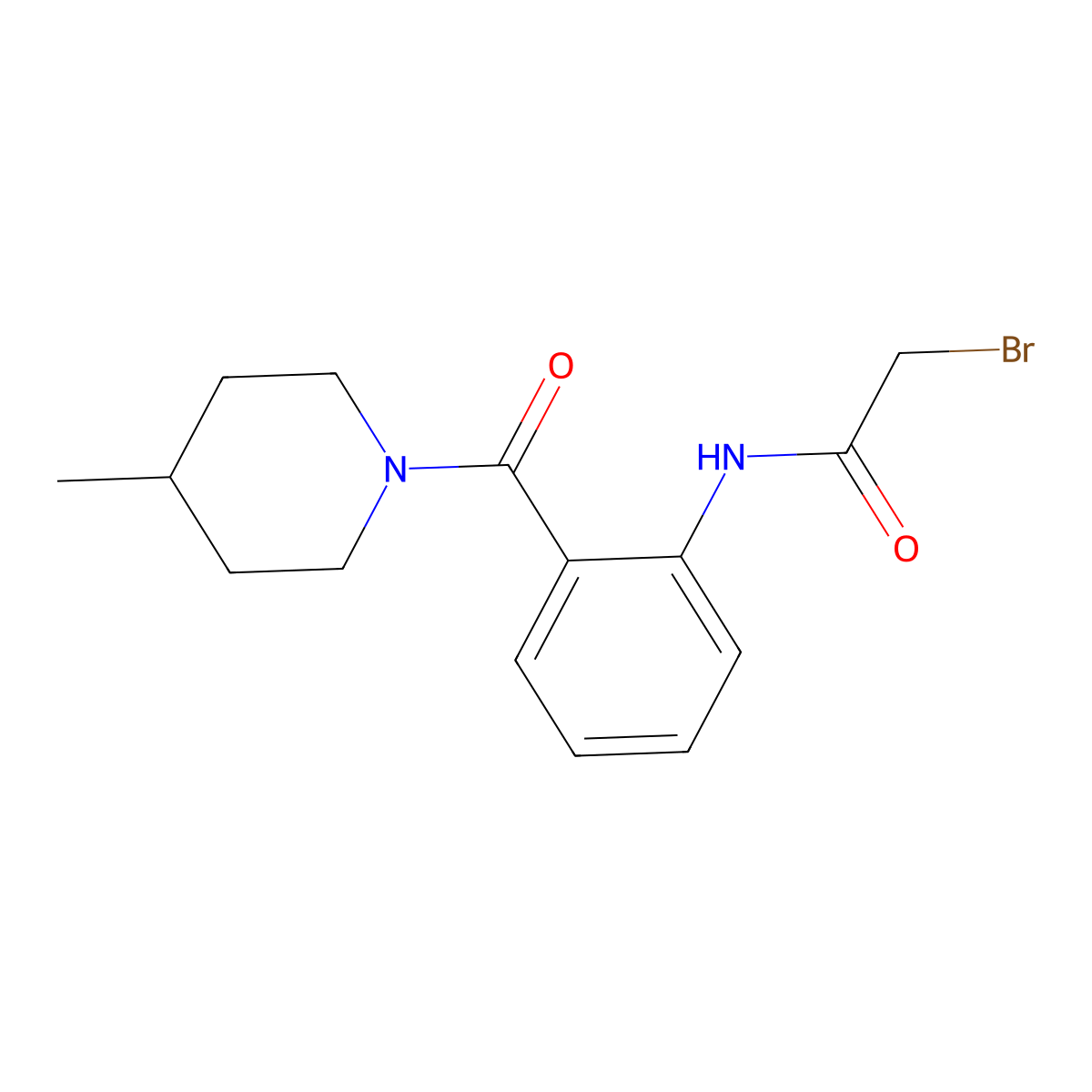 2-Bromo-N-{2-[(4-methyl-1-piperidinyl)carbonyl]-phenyl}acetamide molecular structure, CAS 1138445-85-8
