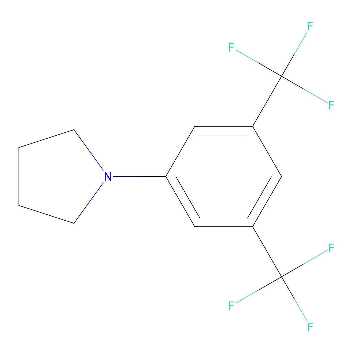 Pyrrolidine, 1-[3,5-bis(trifluoromethyl)phenyl]- molecular structure, CAS 113845-71-9