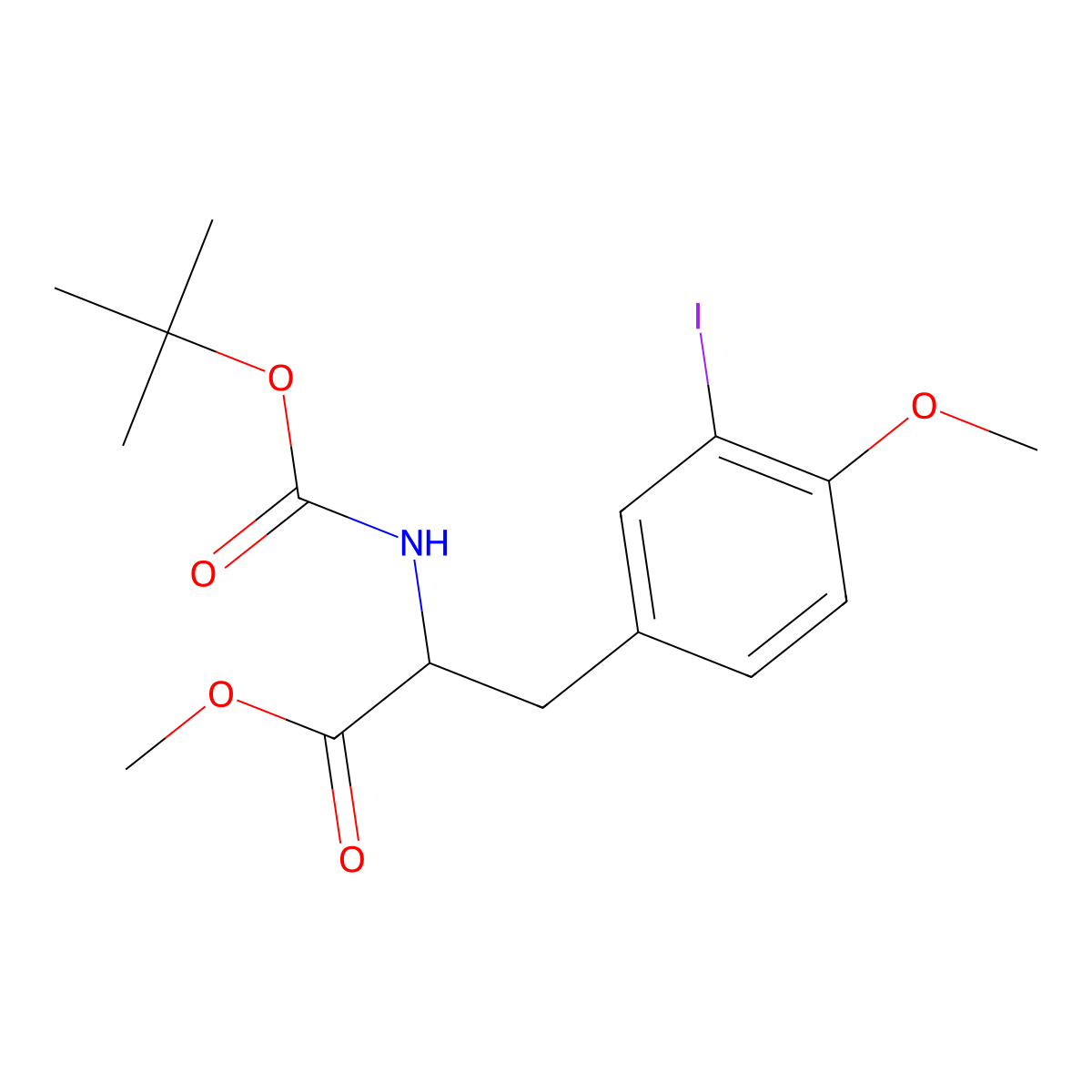 (S)-Methyl 2-((tert-butoxycarbonyl)amino)-3-(3-iodo-4-methoxyphenyl)propanoate molecular structure, CAS 113850-71-8