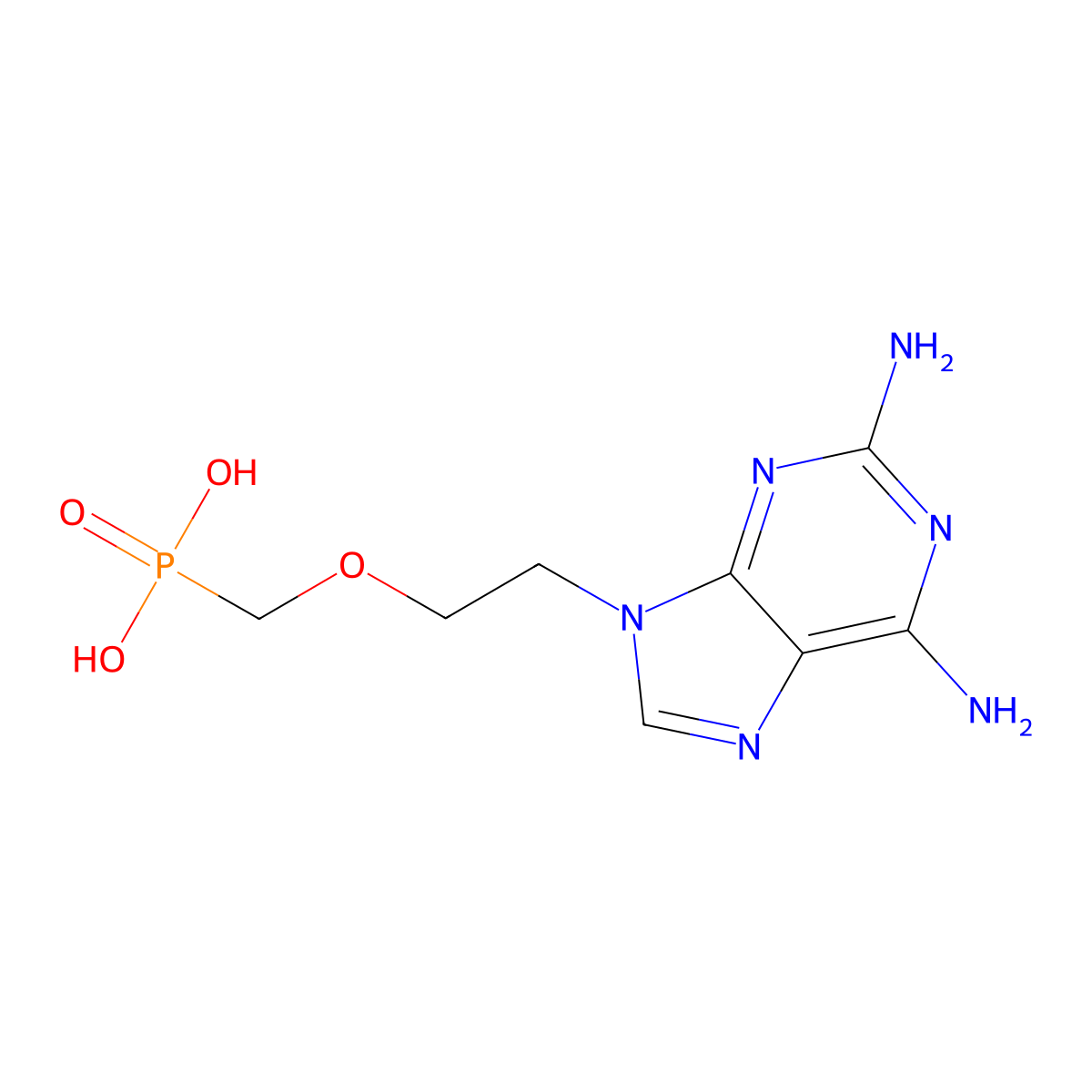9-(2-Phosphonylmethoxyethyl)-2,6-diaminopurine molecular structure, CAS 113852-41-8