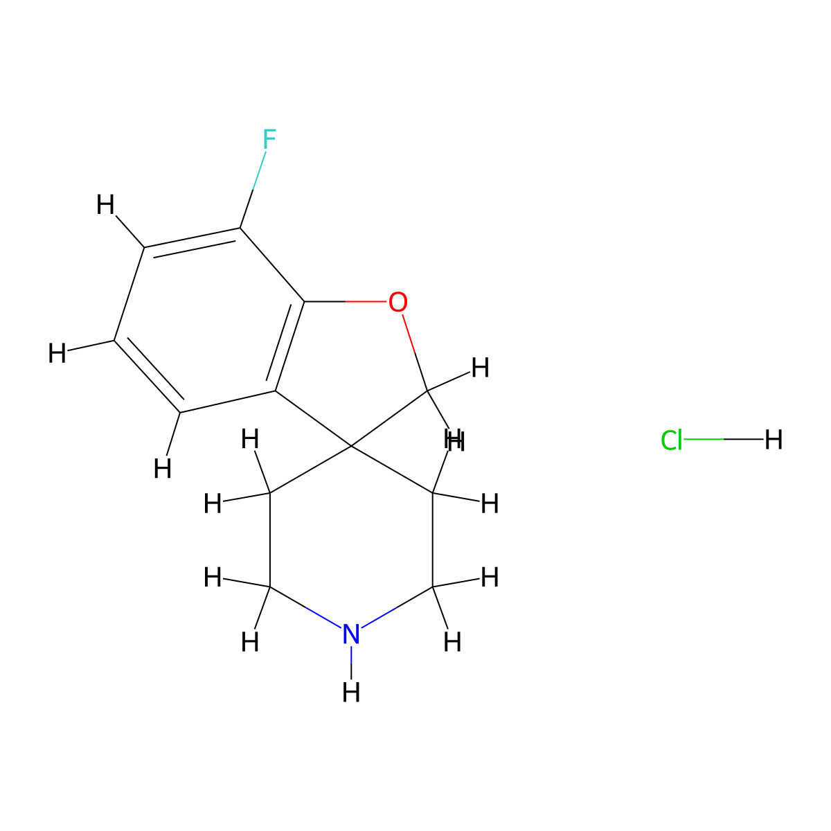 7-fluoro-2H-spiro[1-benzofuran-3,4'-piperidine] hydrochloride molecular structure, CAS 1138521-39-7