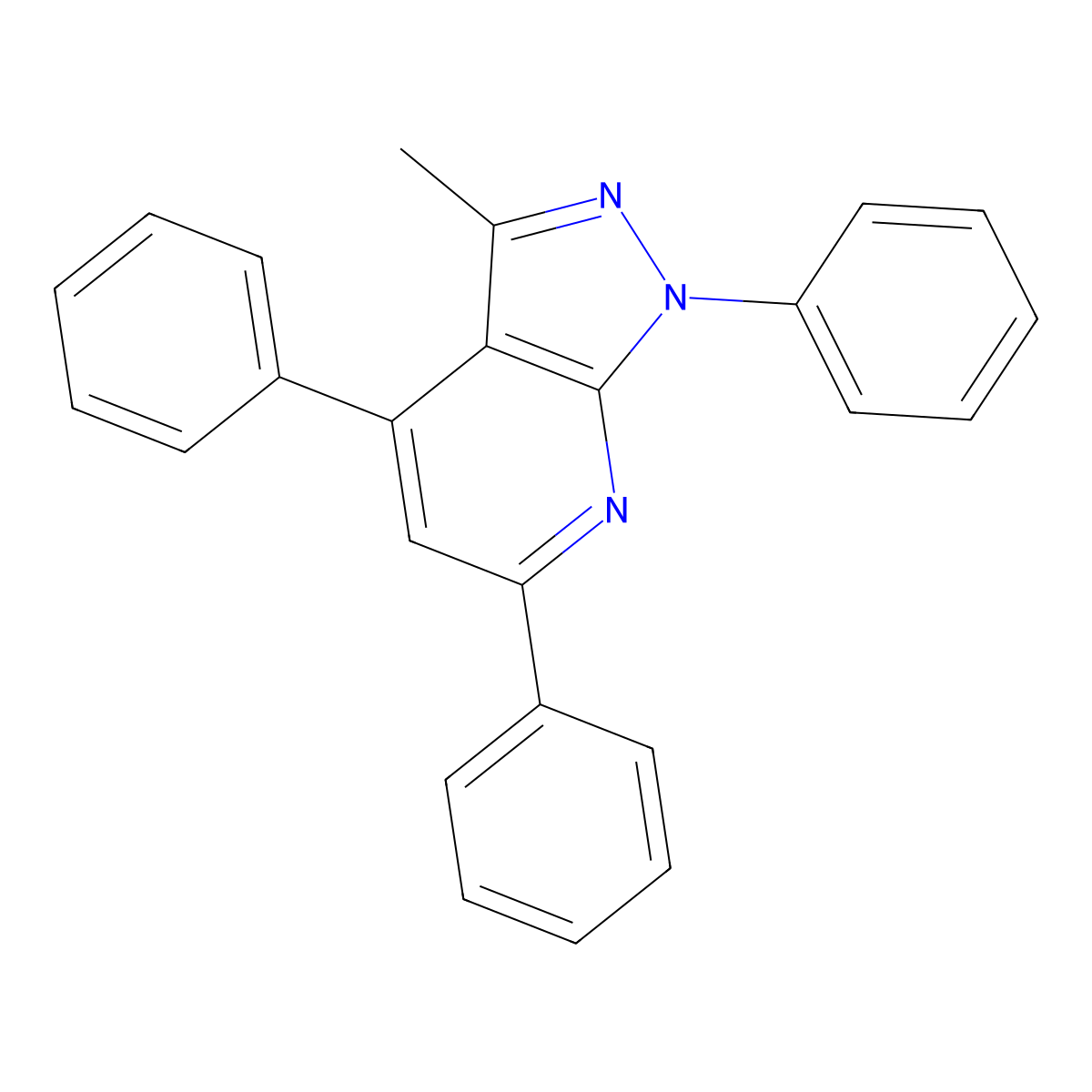 3-Methyl-1,4,6-triphenylpyrazolo[3,4-b]pyridine molecular structure, CAS 113854-33-4