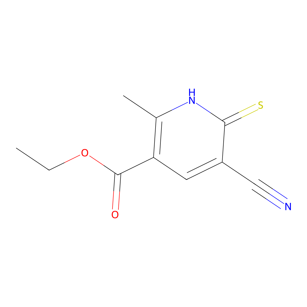 Ethyl 5-cyano-2-methyl-6-sulfanylidene-1,6-dihydropyridine-3-carboxylate molecular structure, CAS 113858-90-5