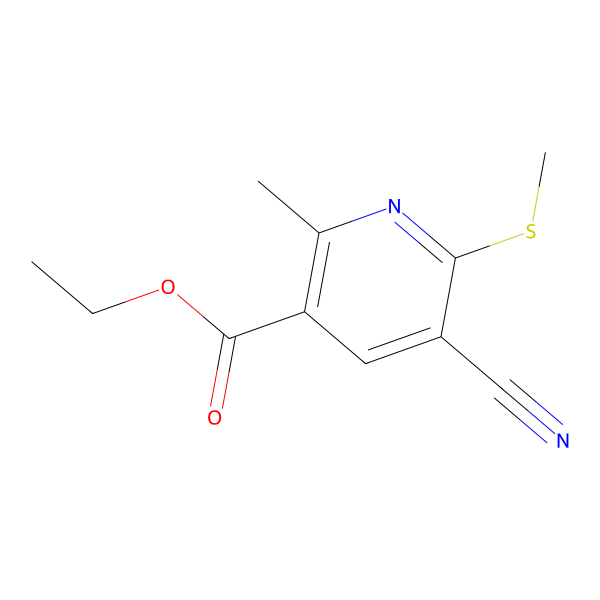 Ethyl 5-cyano-2-methyl-6-methylsulfanylpyridine-3-carboxylate molecular structure, CAS 113858-96-1