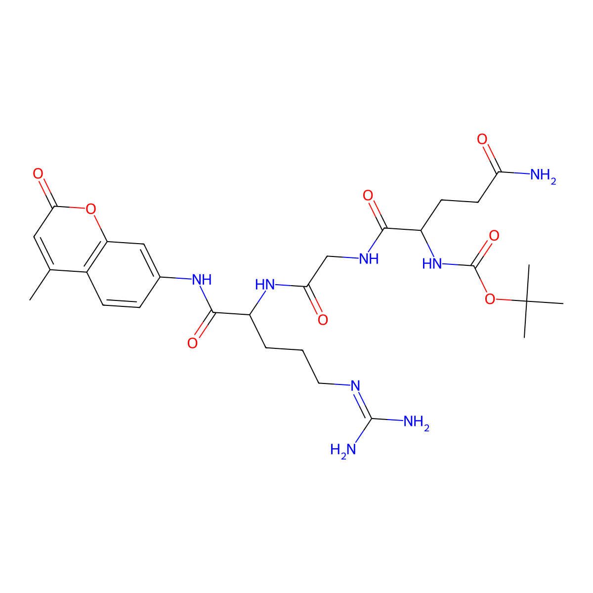 Boc-Gln-Gly-Arg-AMC molecular structure, CAS 113865-85-3