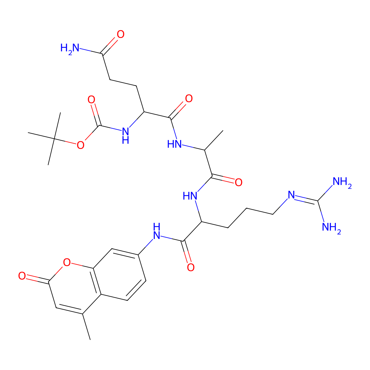 Boc-Gln-Ala-Arg-7-Amino-4-Methylcoumarin molecular structure, CAS 113866-20-9