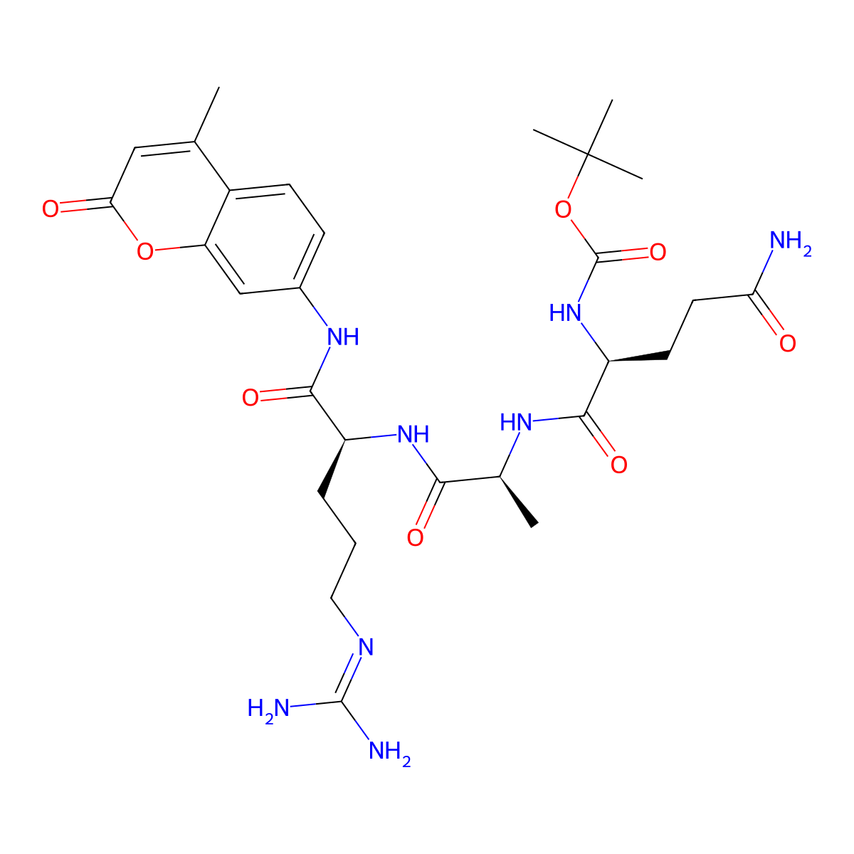 Boc-Gln-Ala-Arg-7-Amino-4-Methylcoumarin molecular structure, CAS 113866-20-9
