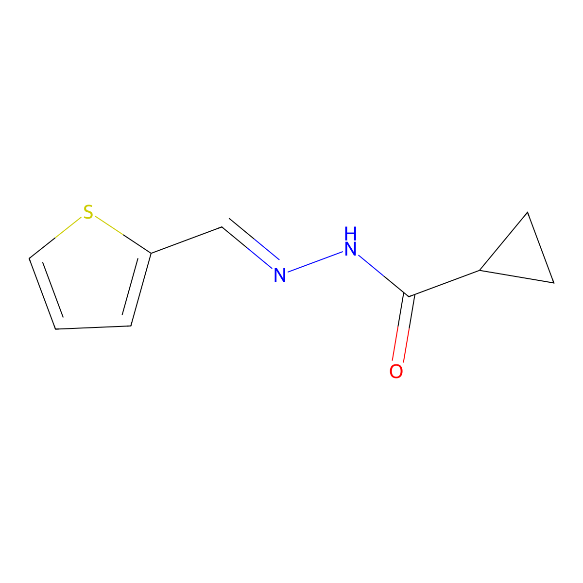N'-((thiophen-2-yl)methylidene)cyclopropanecarbohydrazide molecular structure, CAS 113875-06-2
