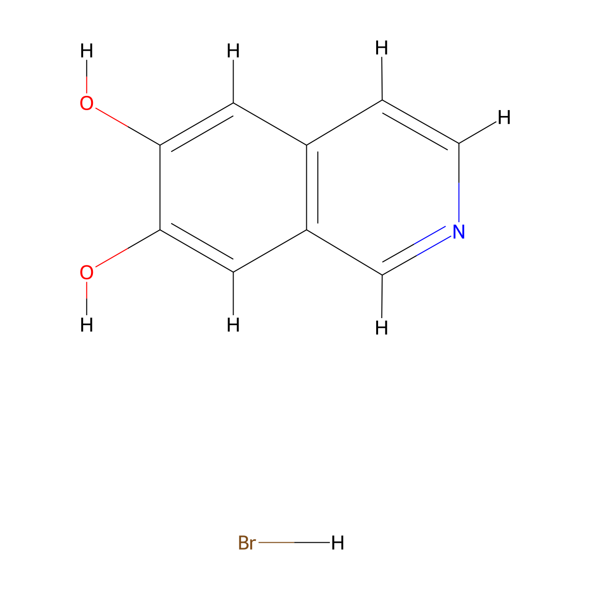 6,7-Isoquinolinediol, hydrobromide (1:1) molecular structure, CAS 113884-76-7