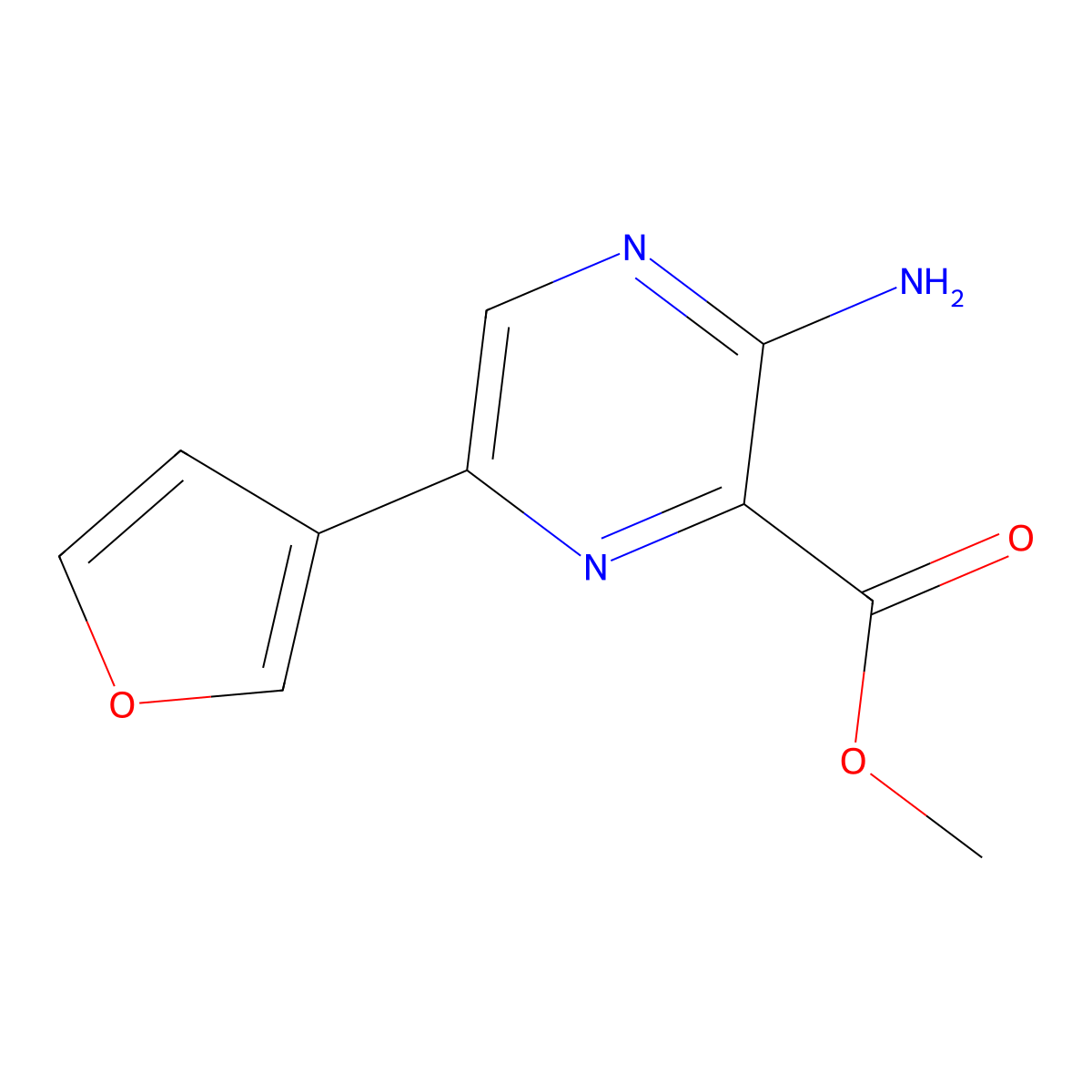 3-Amino-6-(furan-3-yl)-pyrazine-2-carboxylic acid methyl ester molecular structure, CAS 113892-86-7