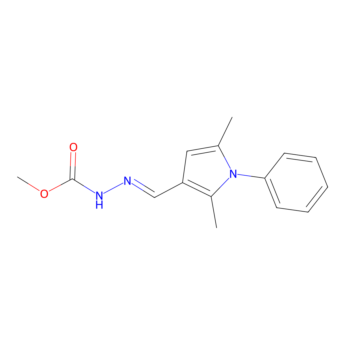Methyl 2-[(2,5-dimethyl-1-phenyl-1H-pyrrol-3-yl)methylene]hydrazinecarboxylate molecular structure, CAS 113904-77-1
