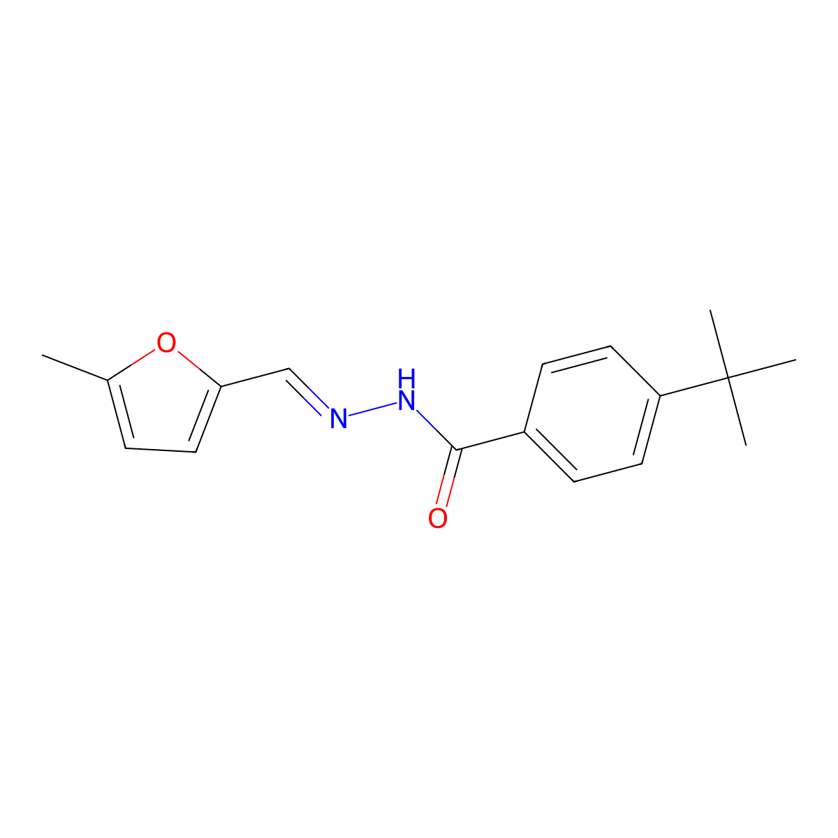 4-(1,1-Dimethylethyl)benzoic acid 2-[(5-methyl-2-furanyl)methylene]hydrazide molecular structure, CAS 113906-26-6