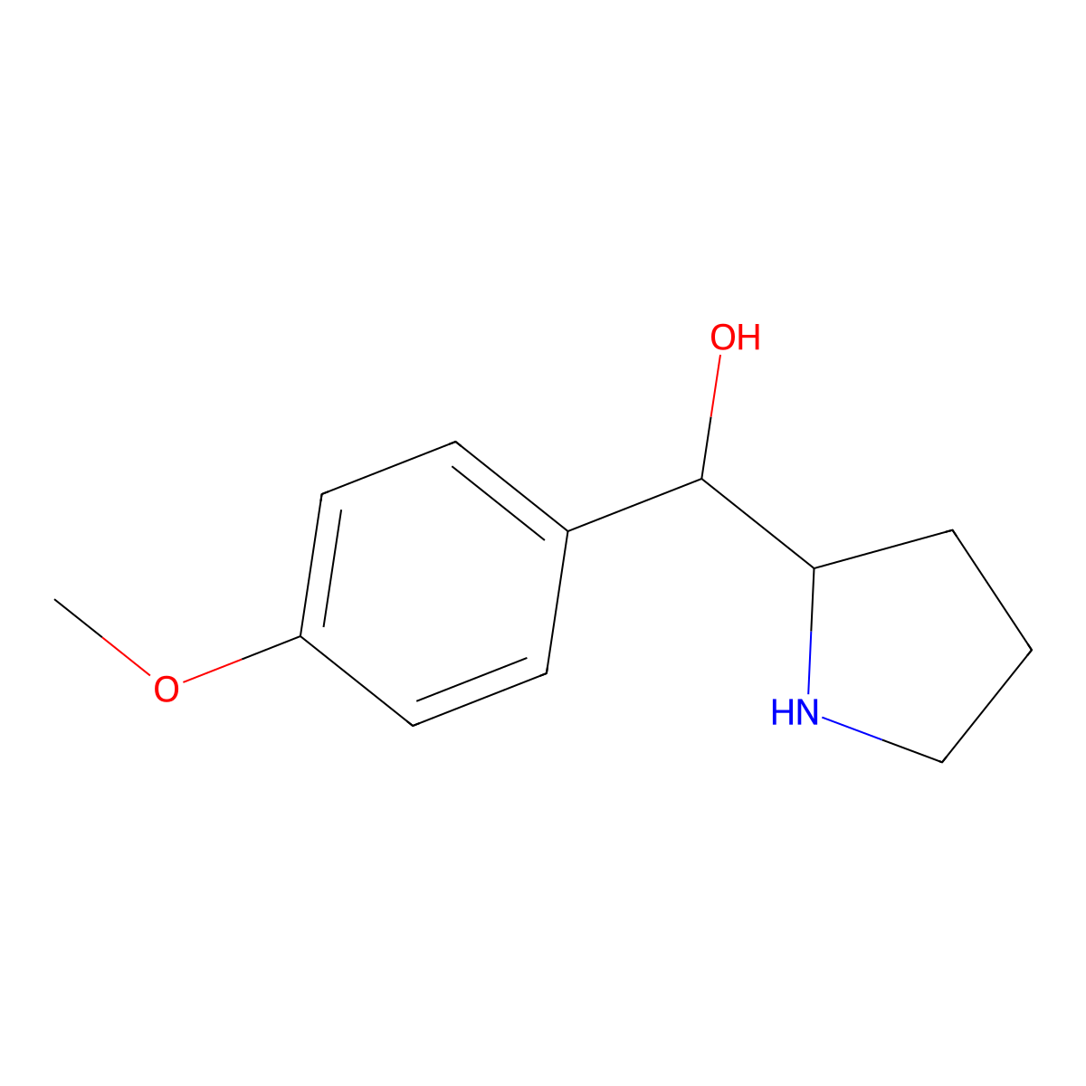 (4-Methoxyphenyl)(pyrrolidin-2-yl)methanol molecular structure, CAS 1139238-49-5
