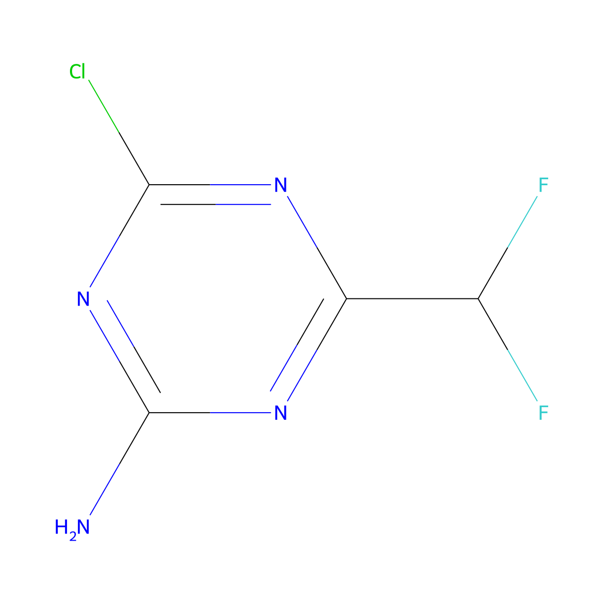 4-Chloro-6-(difluoromethyl)-1,3,5-triazin-2-amine molecular structure, CAS 1139245-06-9