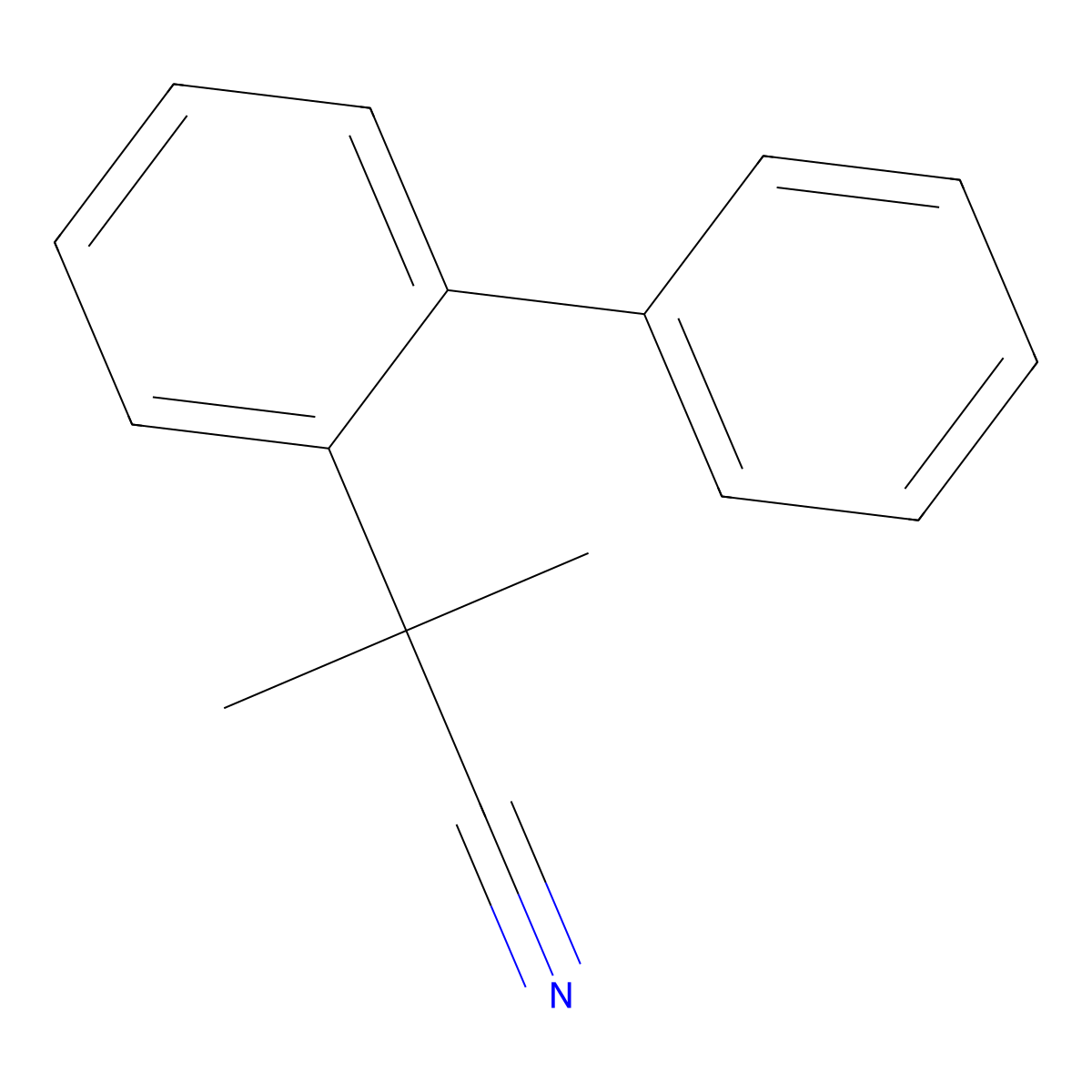 2-Methyl-2-(2-phenylphenyl)propanenitrile molecular structure, CAS 113925-37-4