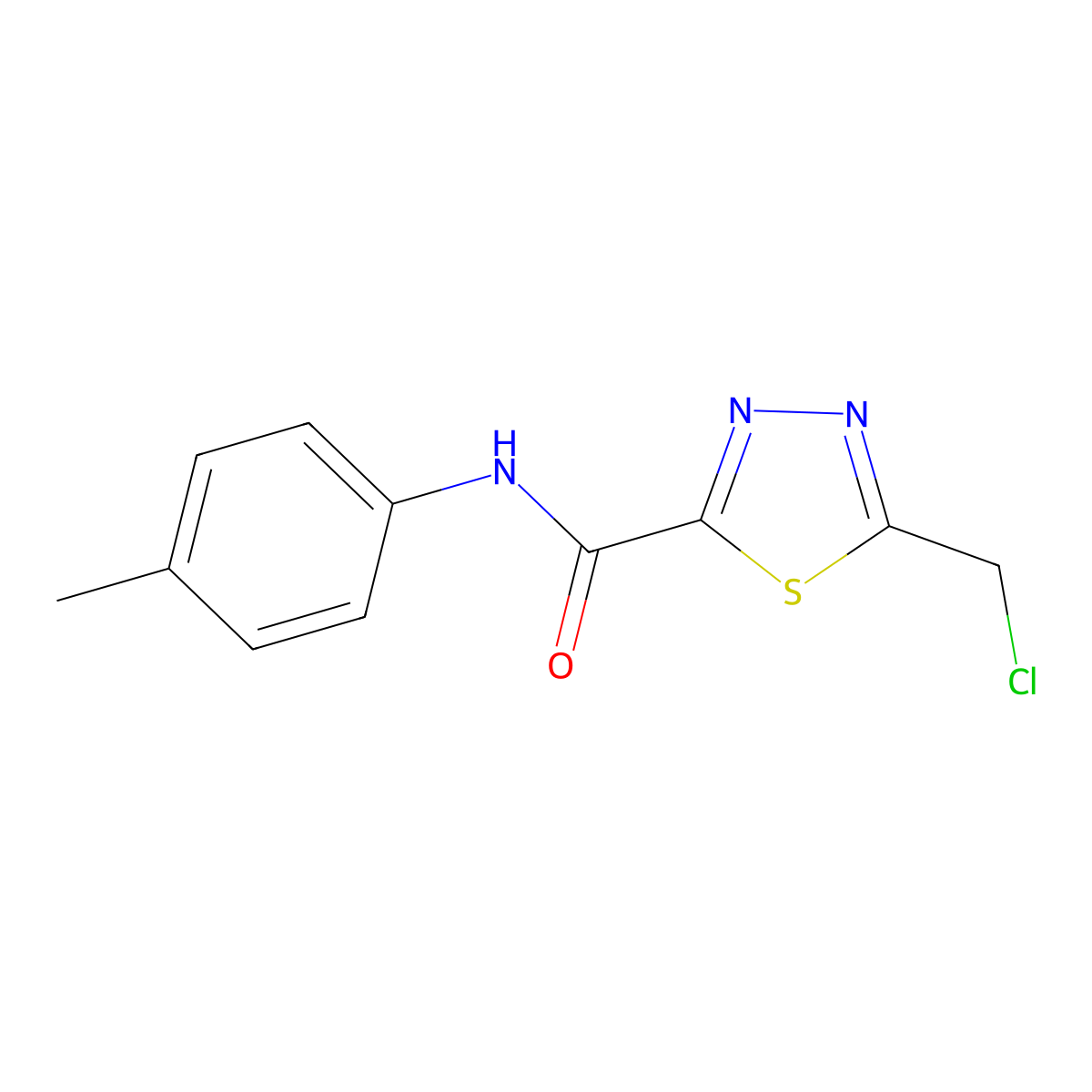 5-(chloromethyl)-N-(4-methylphenyl)-1,3,4-thiadiazole-2-carboxamide molecular structure, CAS 113940-14-0