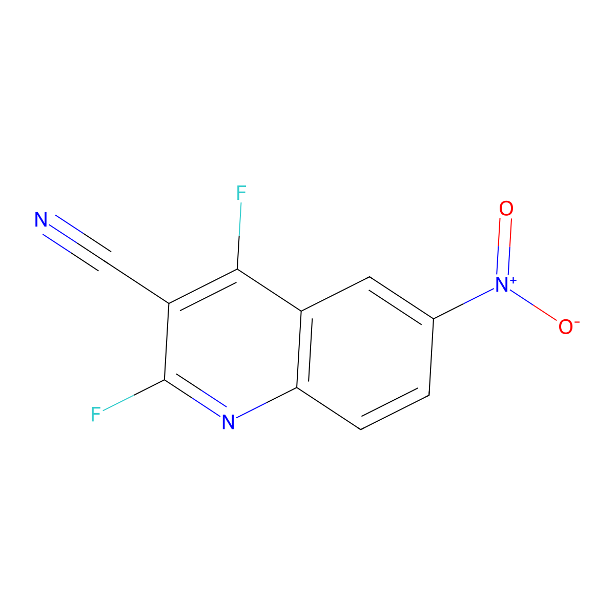 3-Cyano-2,4-difluoro-6-nitroquinoline molecular structure, CAS 113944-50-6