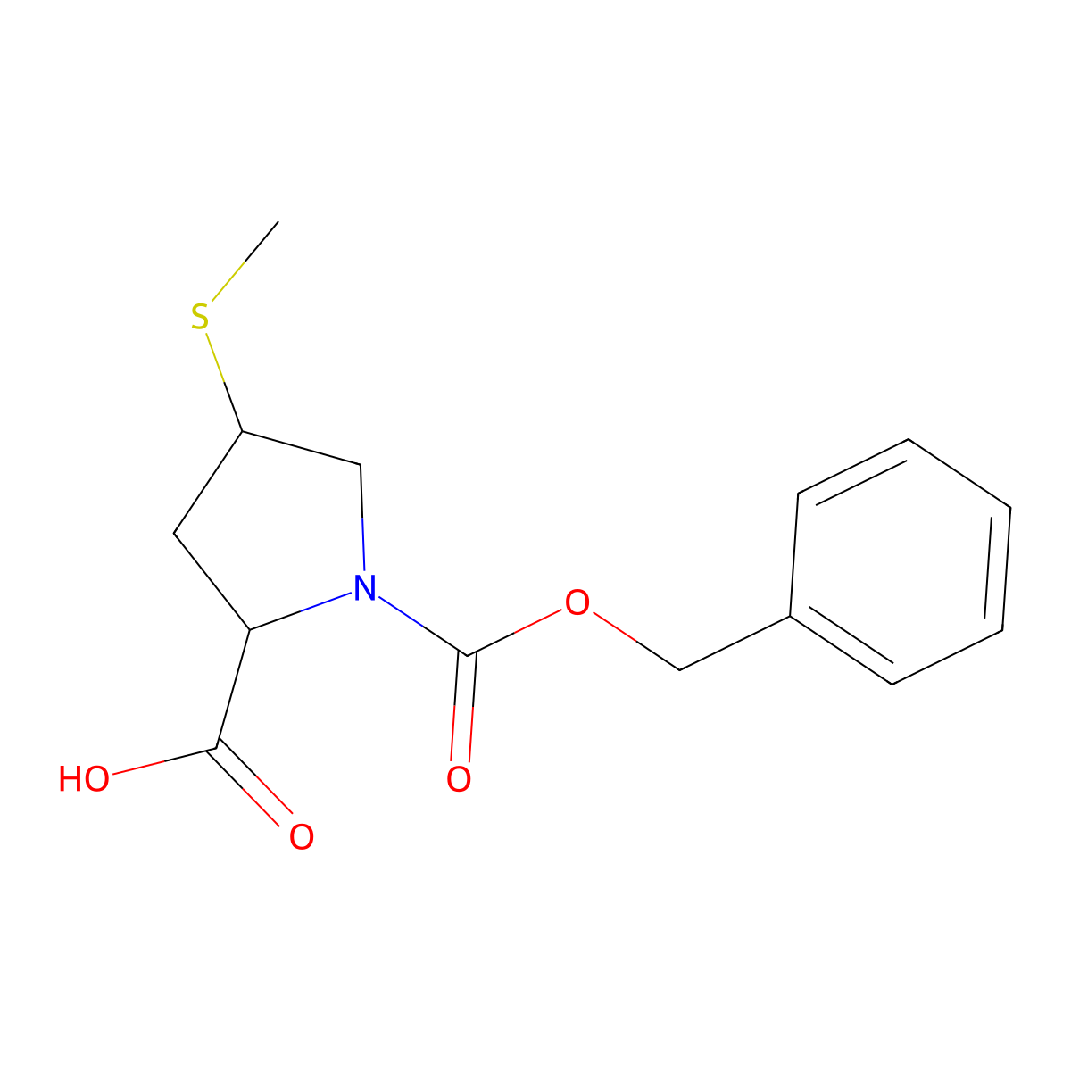(2S,4R)-1-[(benzyloxy)carbonyl]-4-(methylsulfanyl)pyrrolidine-2-carboxylic acid molecular structure, CAS 113949-40-9