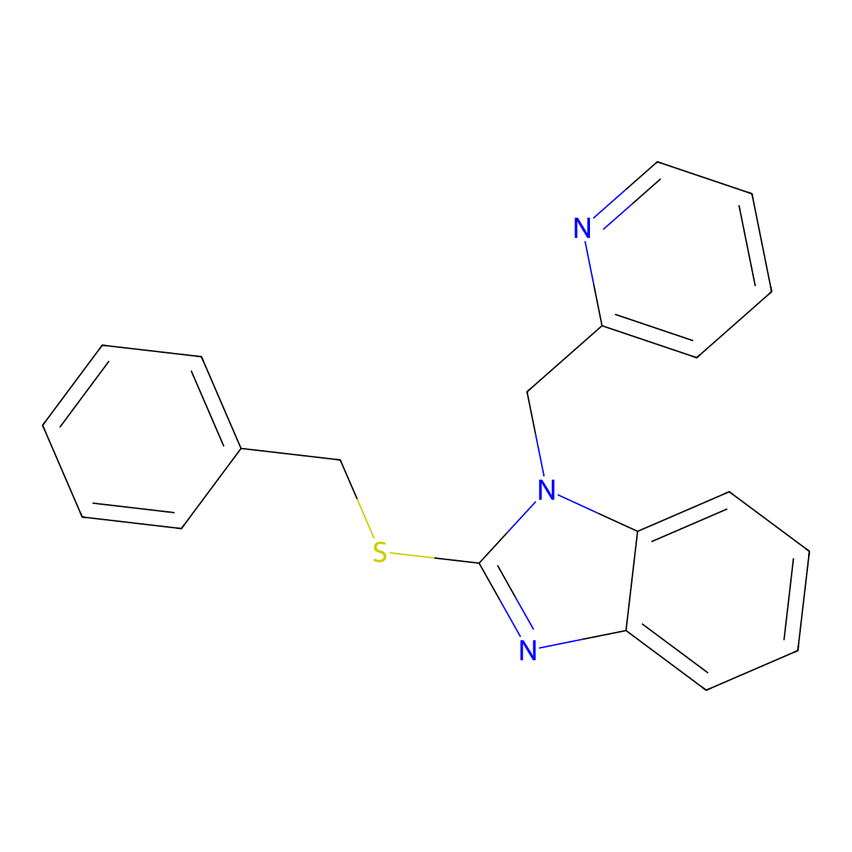 2-Benzylsulfanyl-1-(pyridin-2-ylmethyl)benzimidazole molecular structure, CAS 113955-42-3