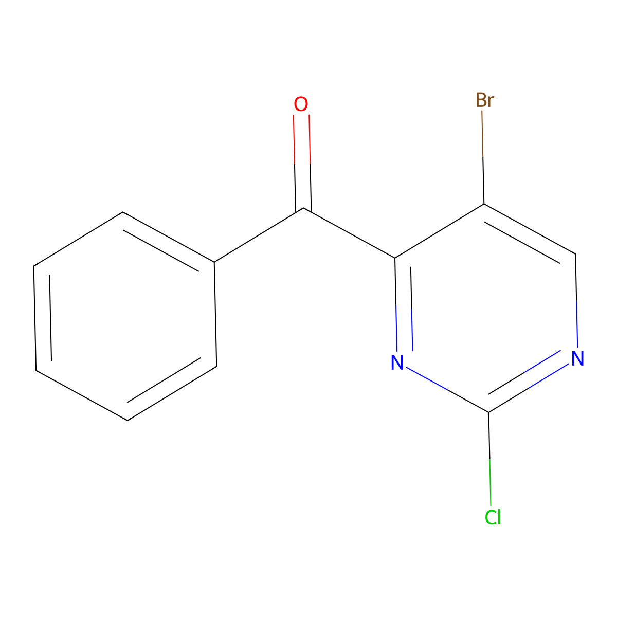 (5-Bromo-2-chloropyrimidin-4-yl)(phenyl)methanone molecular structure, CAS 1139634-98-2