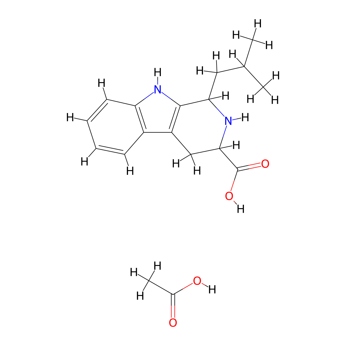 1-Isobutyl-2,3,4,9-tetrahydro-1H-beta-carboline-3-carboxylic acid acetate molecular structure, CAS 1139669-21-8