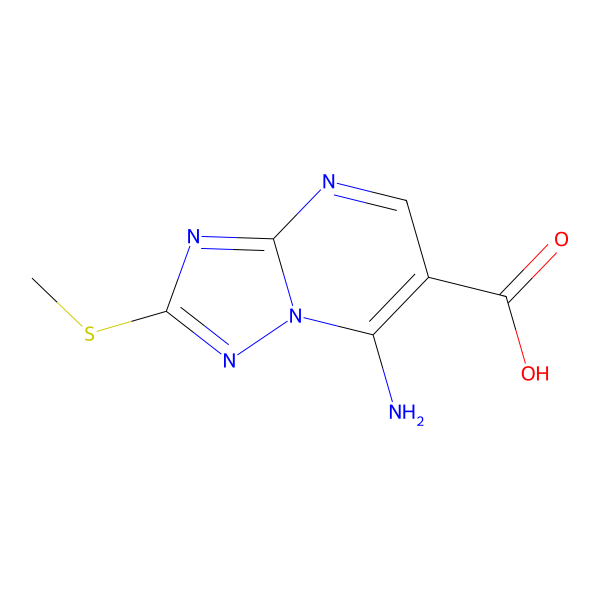 7-Amino-2-(methylsulfanyl)[1,2,4]triazolo[1,5-a]pyrimidine-6-carboxylic acid molecular structure, CAS 113967-71-8